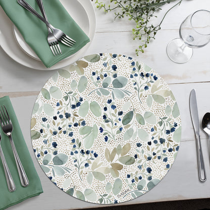 CounterArt Nature's Notebook 4 Pack Round Reversible Easy Care Flexible Placemats Made in the USA