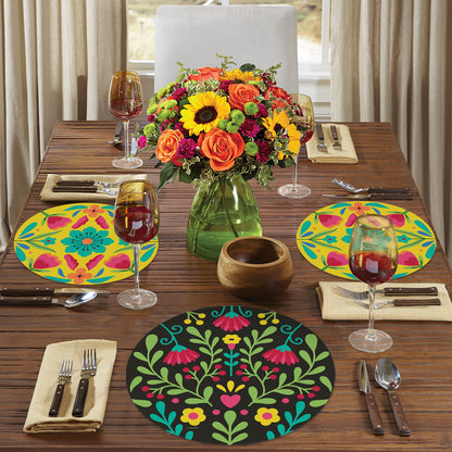 CounterArt Fiesta Plate 4 Pack Round Reversible Easy Care Flexible Placemats Made in the USA