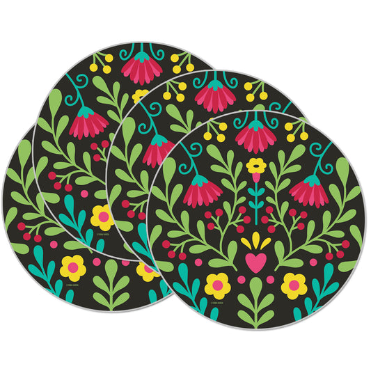 CounterArt Fiesta Plate 4 Pack Round Reversible Easy Care Flexible Placemats Made in the USA