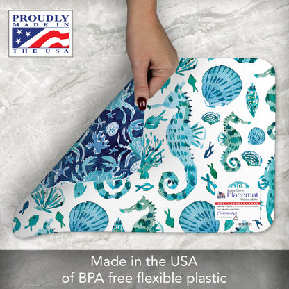 CounterArt Ocean Fantasy 4 Pack Reversible Easy Care Flexible Placemats Made in the USA