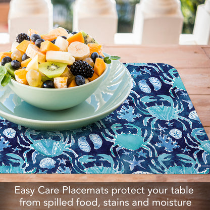 CounterArt Ocean Fantasy 4 Pack Reversible Easy Care Flexible Placemats Made in the USA