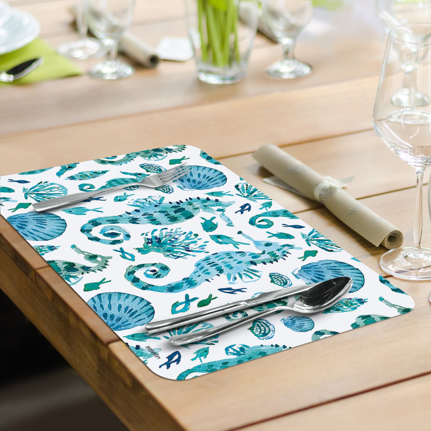 CounterArt Ocean Fantasy 4 Pack Reversible Easy Care Flexible Placemats Made in the USA