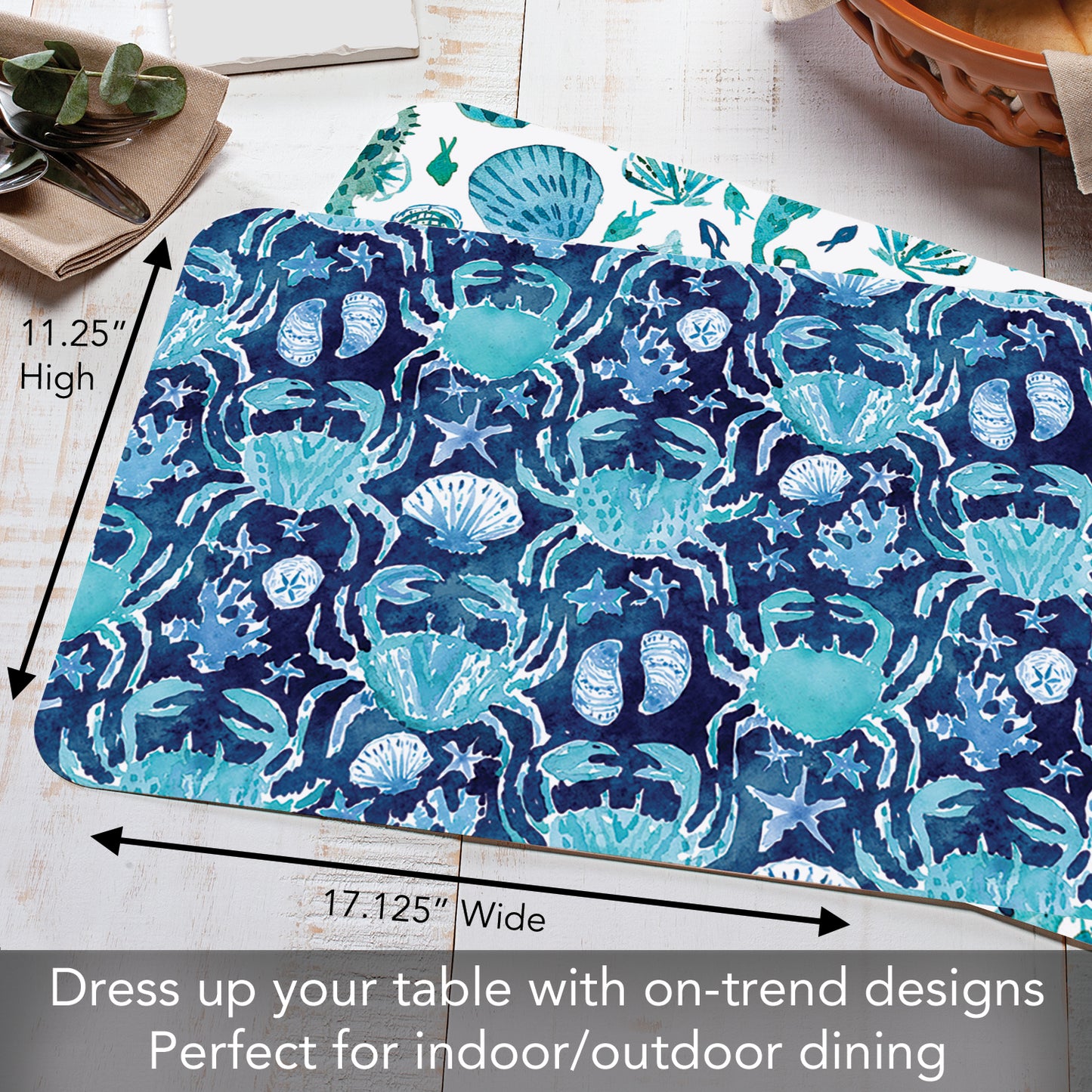 CounterArt Ocean Fantasy 4 Pack Reversible Easy Care Flexible Placemats Made in the USA