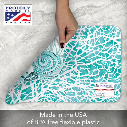 CounterArt Coral Life 4 Pack Reversible Easy Care Flexible Placemats Made in the USA
