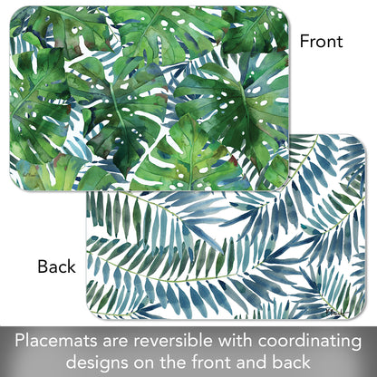 CounterArt Palms 4 Pack Reversible Easy Care Flexible Placemats Made in the USA