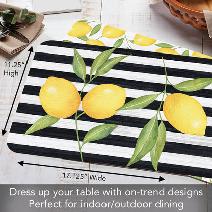 Counterart Jardin De Citron 4 Pack Reversible Easy Care Flexible Placemat Made in the USA