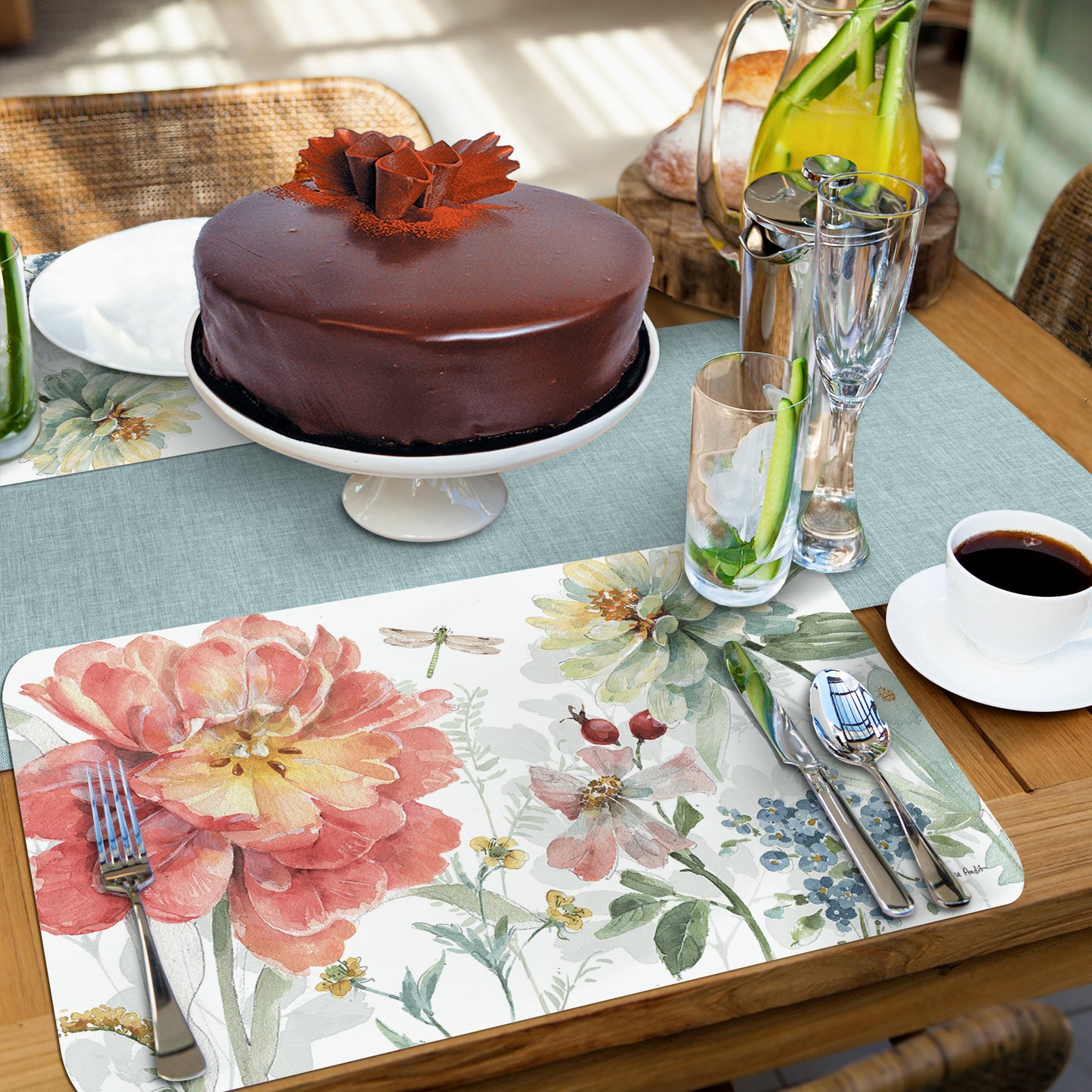 CounterArt Spring Meadow 4 Pack Reversible Easy Care Flexible Placemats Made in the USA