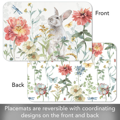 CounterArt Spring Meadow Bunny 4 Pack Reversible Easy Care Flexible Placemats Made in the USA (Copy)