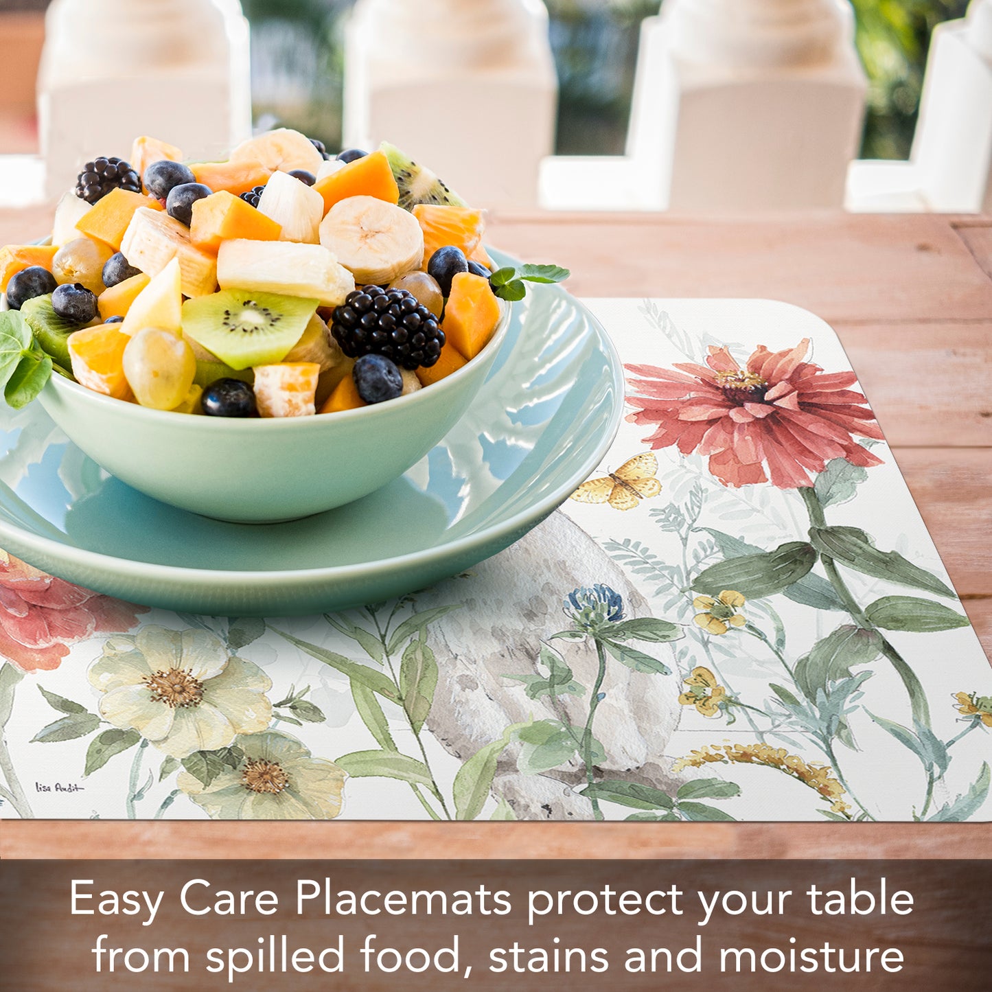 CounterArt Spring Meadow Bunny 4 Pack Reversible Easy Care Flexible Placemats Made in the USA (Copy)