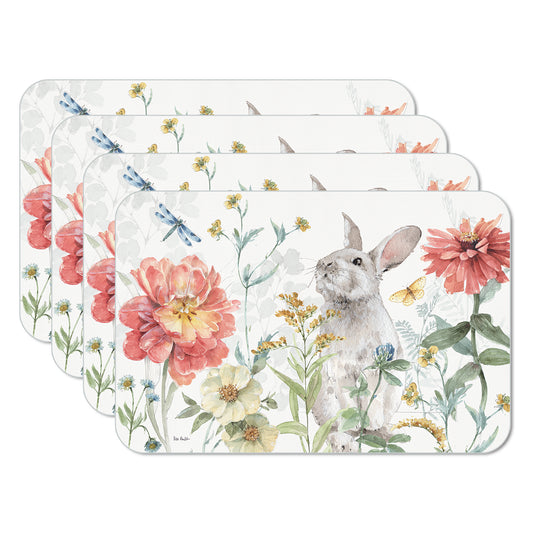 CounterArt Spring Meadow Bunny 4 Pack Reversible Easy Care Flexible Placemats Made in the USA (Copy)