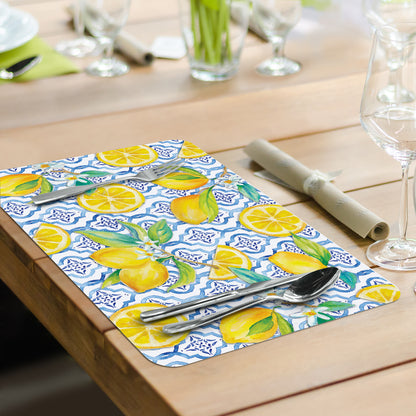 CounterArt Lovely Lemons 4 Pack Reversible Easy Care Flexible Placemats Made in the USA