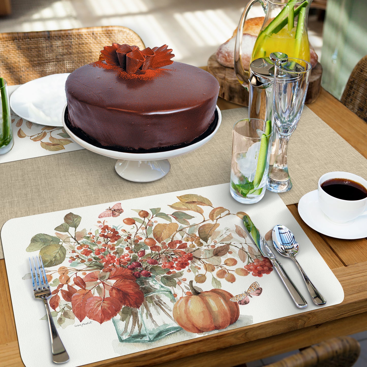 CounterArt Autumn in Nature 4 Pack Reversible Easy Care Placemats Made in the USA