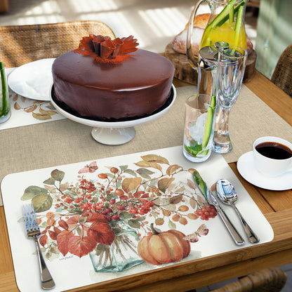 CounterArt Autumn in Nature 4 Pack Reversible Easy Care Placemats Made in the USA
