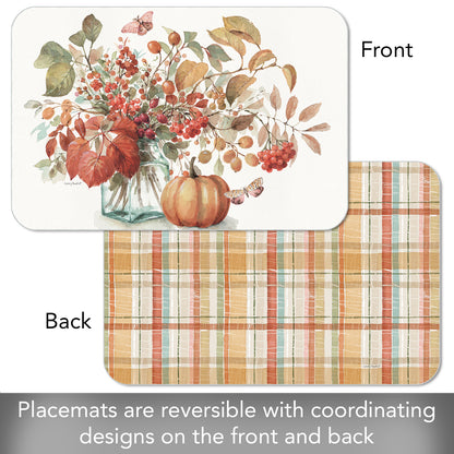 CounterArt Autumn in Nature 4 Pack Reversible Easy Care Placemats Made in the USA
