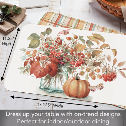 CounterArt Autumn in Nature 4 Pack Reversible Easy Care Placemats Made in the USA