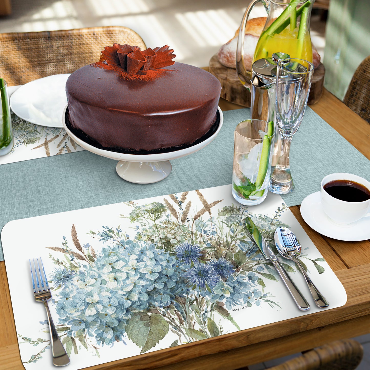 CounterArt Bohemian Blue 4 Pack Reversible Easy Care Flexible Placemats Made in the USA