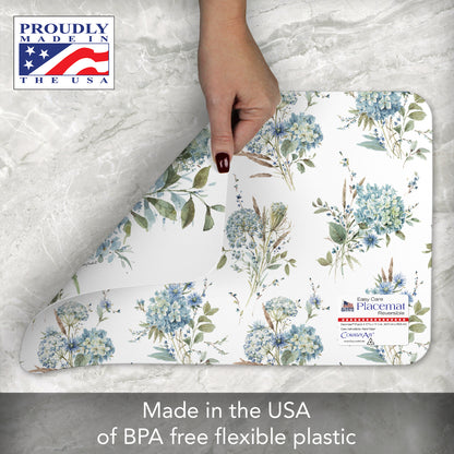 CounterArt Bohemian Blue 4 Pack Reversible Easy Care Flexible Placemats Made in the USA
