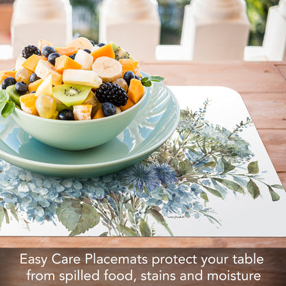 CounterArt Bohemian Blue 4 Pack Reversible Easy Care Flexible Placemats Made in the USA