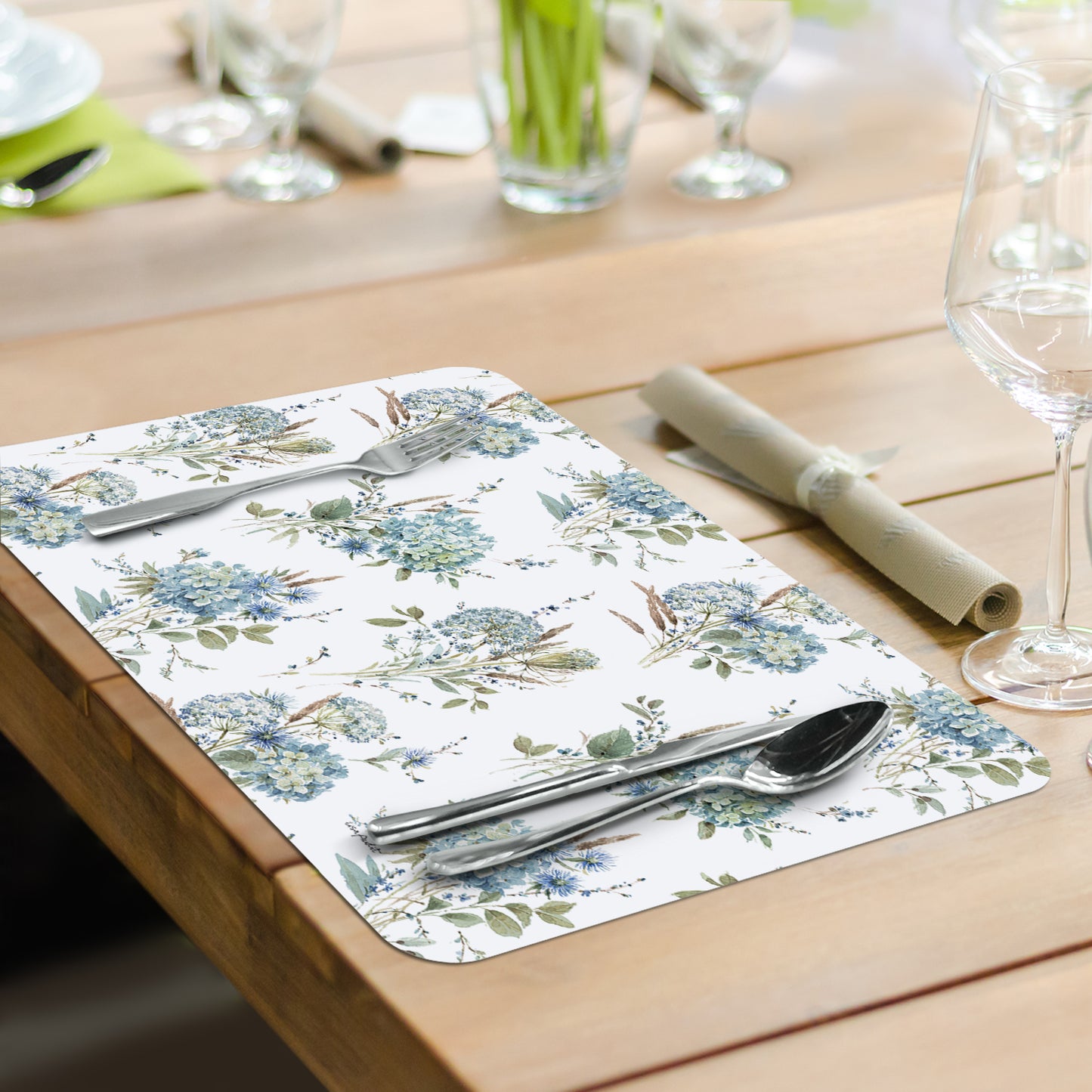 CounterArt Bohemian Blue 4 Pack Reversible Easy Care Flexible Placemats Made in the USA