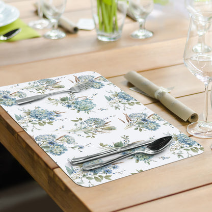 CounterArt Bohemian Blue 4 Pack Reversible Easy Care Flexible Placemats Made in the USA