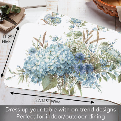 CounterArt Bohemian Blue 4 Pack Reversible Easy Care Flexible Placemats Made in the USA