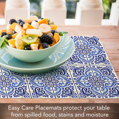 CounterArt Shades of Blue 4 Pack Reversible Easy Care Flexible Placemats Made in the USA