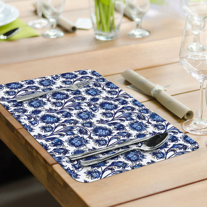 CounterArt Shades of Blue 4 Pack Reversible Easy Care Flexible Placemats Made in the USA