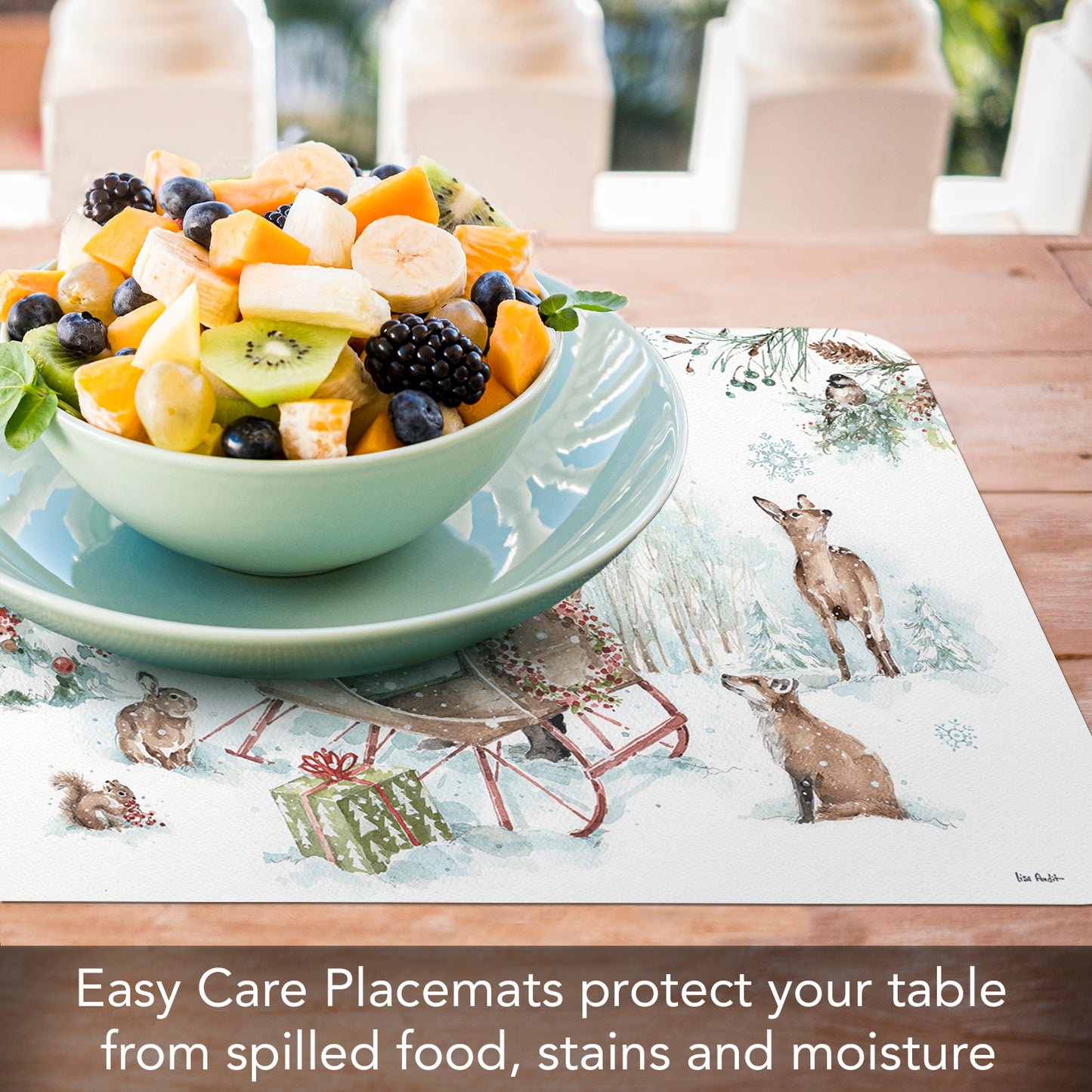 CounterArt Magical Holidays 4 Pack Reversible Easy Care Placemats Made in the USA