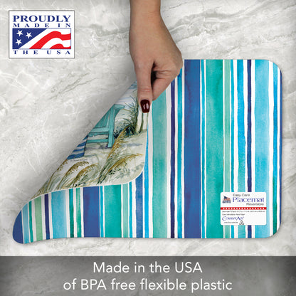 CounterArt Chairs by The Sea 4 Pack Reversible Easy Care Flexible Plastic Placemats Made in The USA BPA Free Easily Wipes Clean Multicolor