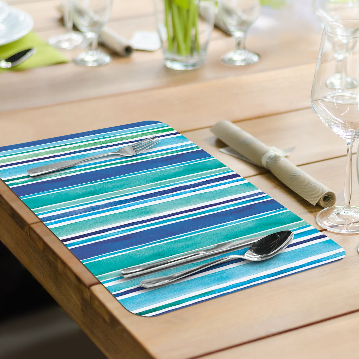 CounterArt Chairs by The Sea 4 Pack Reversible Easy Care Flexible Plastic Placemats Made in The USA BPA Free Easily Wipes Clean Multicolor