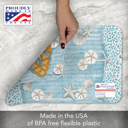 CounterArt Key Largo Sandals 4 Pack Reversible Easy Care Flexible Placemats Made in the USA