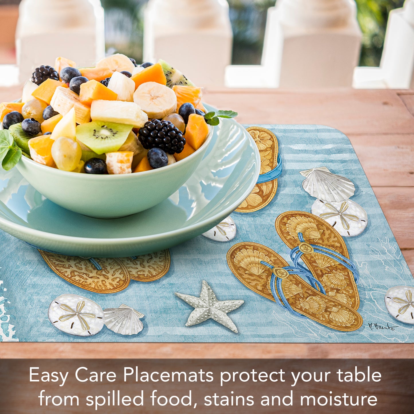 CounterArt Key Largo Sandals 4 Pack Reversible Easy Care Flexible Placemats Made in the USA