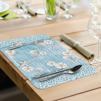 CounterArt Key Largo Sandals 4 Pack Reversible Easy Care Flexible Placemats Made in the USA