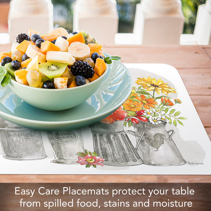 CounterArt Farmhouse Floral 4 Pack Reversible Easy Care Flexible Placemats Made in the USA