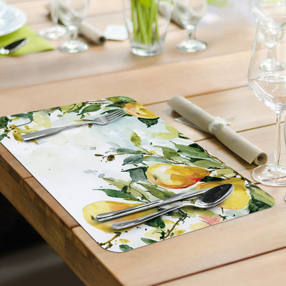 CounterArt Watercolor Fruit 4 Pack Reversible Easy Care Flexible Placemats Made in the USA