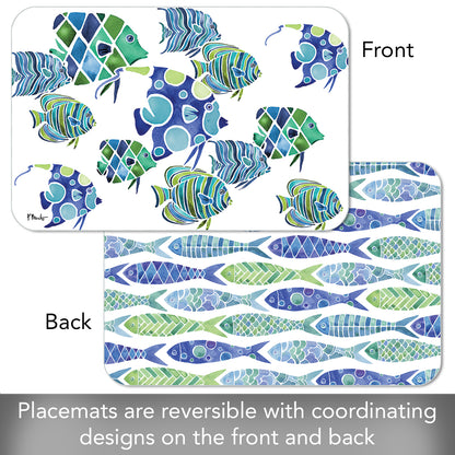 CounterArt Tahiti Fish 4 Pack Reversible Easy Care Flexible Placemats Made in the USA