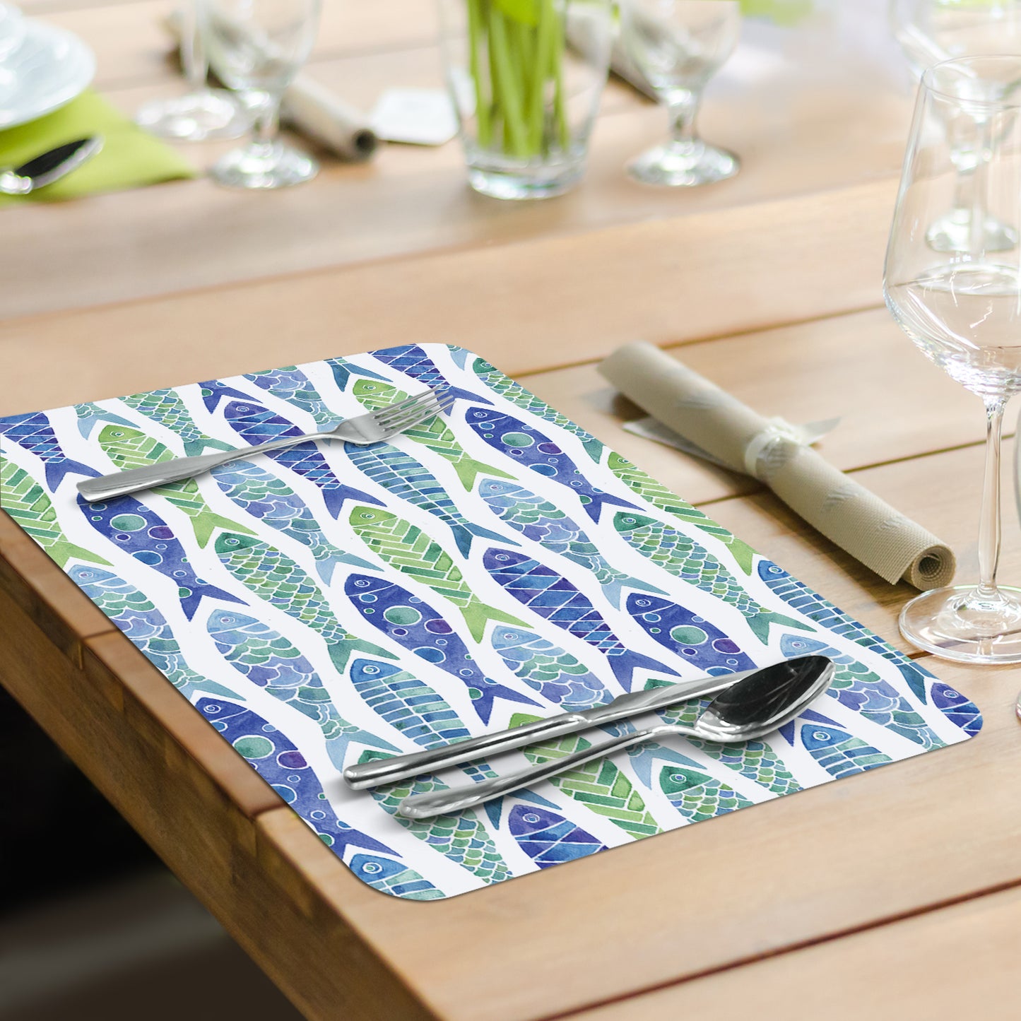 CounterArt Tahiti Fish 4 Pack Reversible Easy Care Flexible Placemats Made in the USA