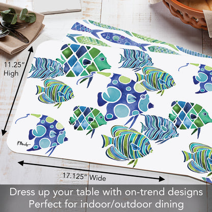 CounterArt Tahiti Fish 4 Pack Reversible Easy Care Flexible Placemats Made in the USA
