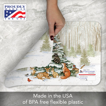 CounterArt Winter Forest 4 Pack Reversible Easy Care Placemats Made in the USA