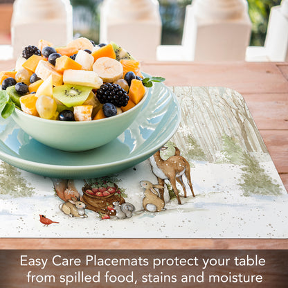 CounterArt Winter Forest 4 Pack Reversible Easy Care Placemats Made in the USA