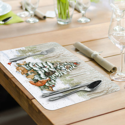 CounterArt Winter Forest 4 Pack Reversible Easy Care Placemats Made in the USA