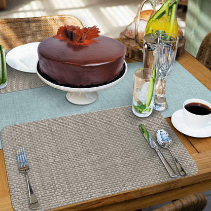 CounterArt Taupe Faux Basket Weave 4 Pack Reversible Easy Care Flexible Placemats Made in the USA