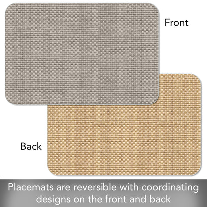 CounterArt Taupe Faux Basket Weave 4 Pack Reversible Easy Care Flexible Placemats Made in the USA