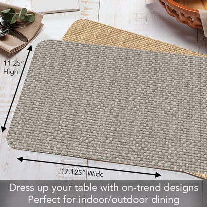 CounterArt Taupe Faux Basket Weave 4 Pack Reversible Easy Care Flexible Placemats Made in the USA