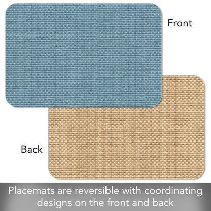 CounterArt Blue Faux Basket Weave 4 Pack Reversible Easy Care Flexible Placemats Made in the USA