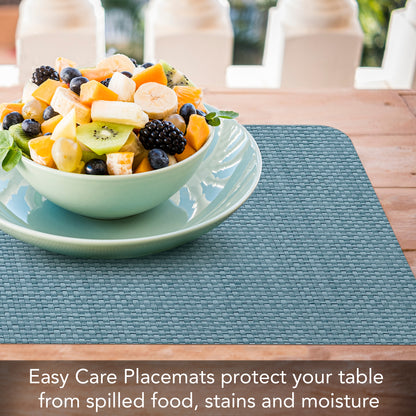 CounterArt Blue Faux Basket Weave 4 Pack Reversible Easy Care Flexible Placemats Made in the USA