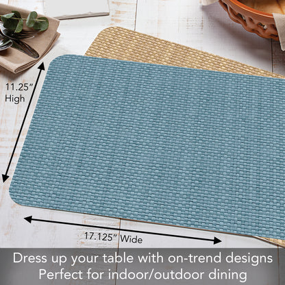 CounterArt Blue Faux Basket Weave 4 Pack Reversible Easy Care Flexible Placemats Made in the USA