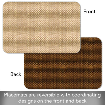 CounterArt Faux Natural Color Basket Weave 4 Pack Reversible Easy Care Flexible Placemats Made in the USA