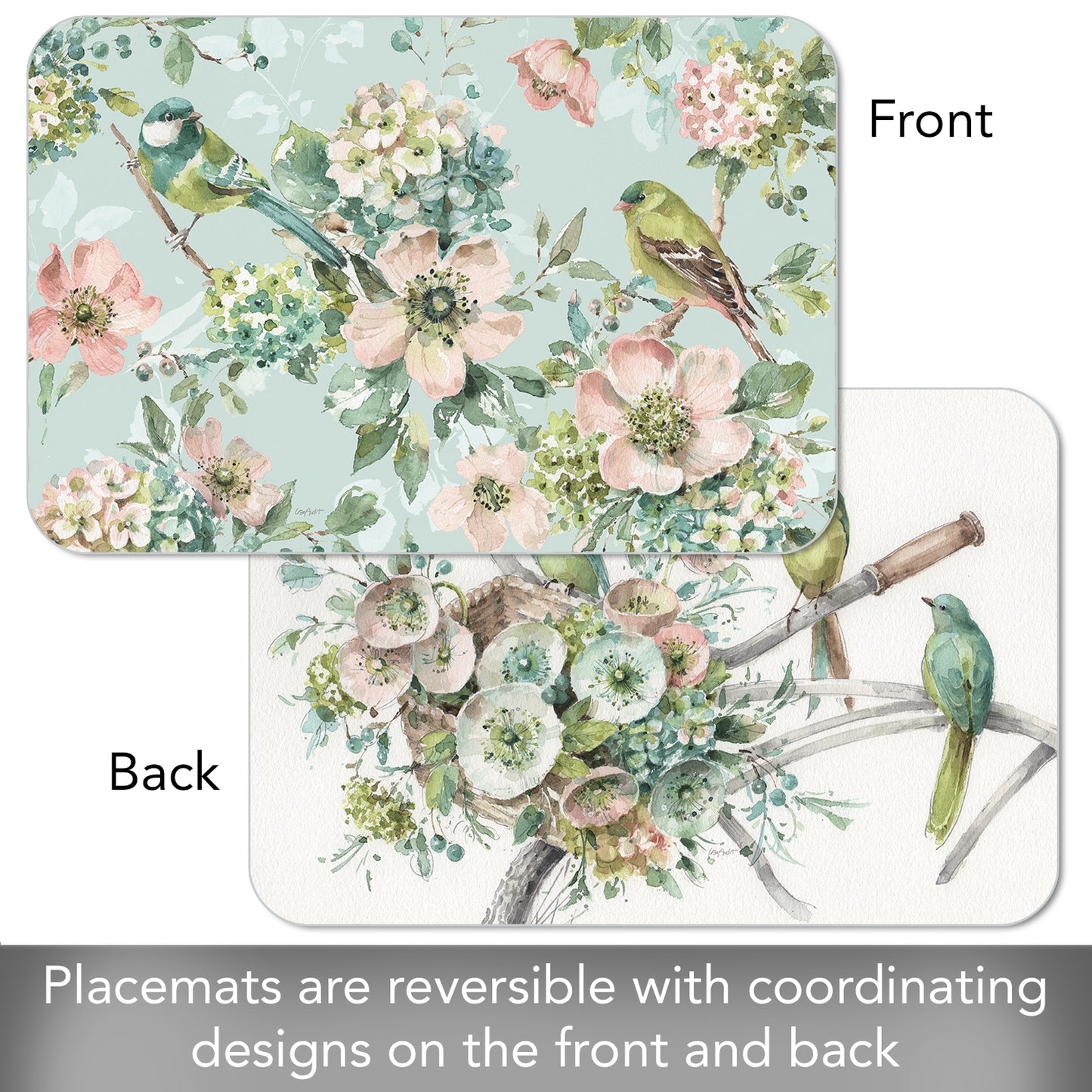 CounterArt Mint Crush 4 Pack Reversible Easy Care Flexible Placemats Made in the USA