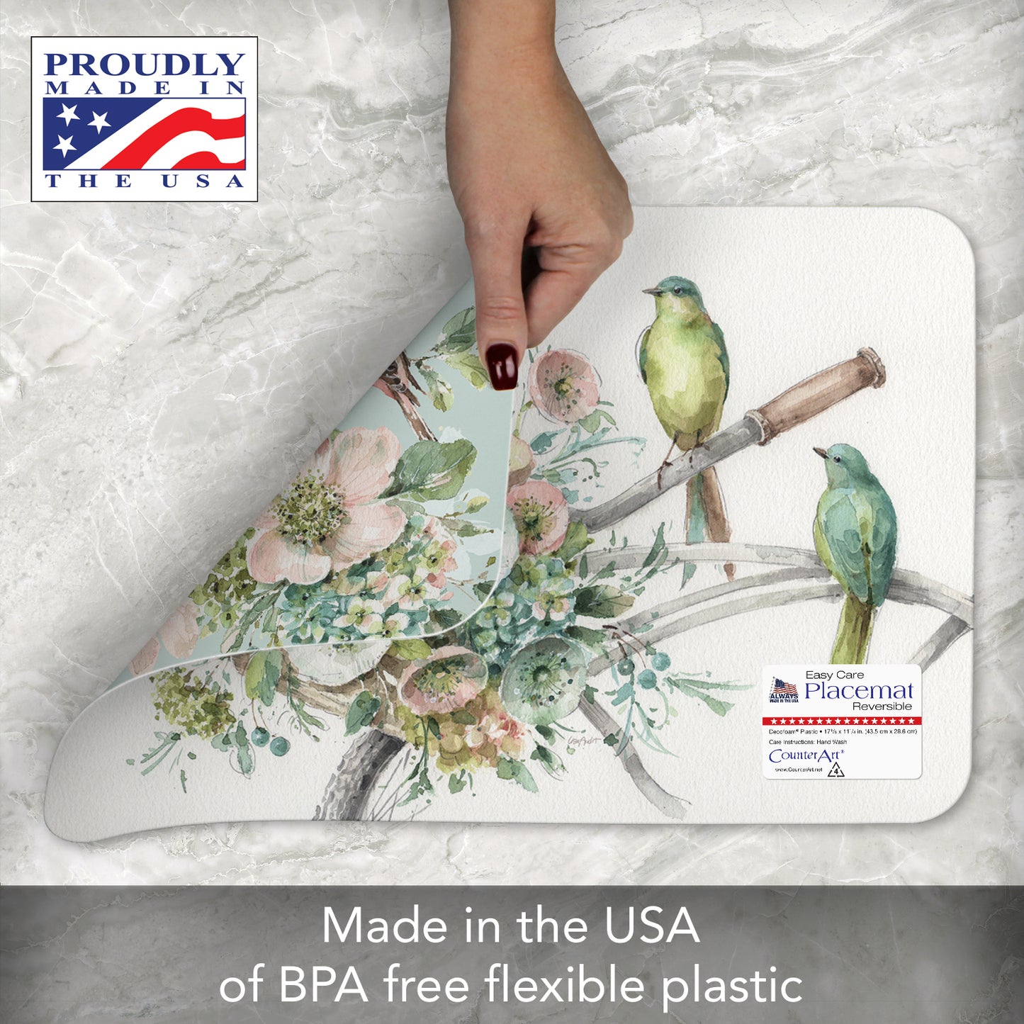 CounterArt Mint Crush 4 Pack Reversible Easy Care Flexible Placemats Made in the USA